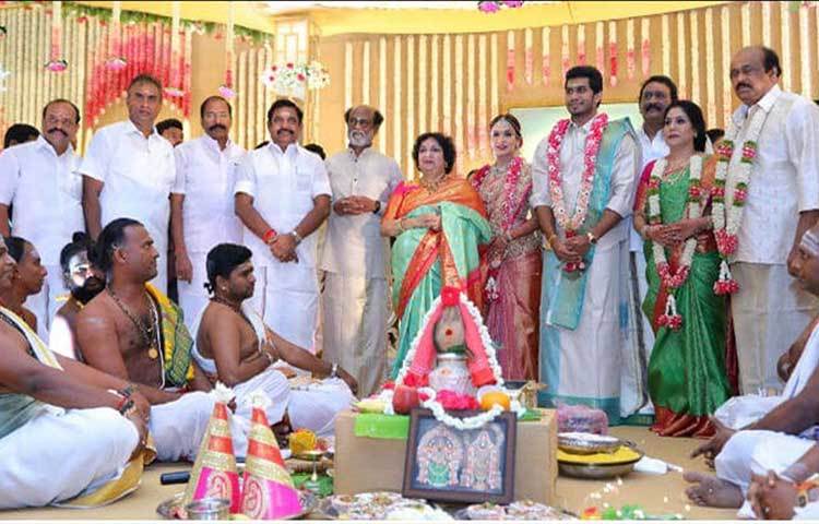 বিয়েতে উপস্থিত ছিলেন তামিলনাড়ুর মুখ্যমন্ত্রী পালানিস্বামীও। আরো উপস্থিত ছিলেন রজনীকান্তের জামাই ধনুষ, লক্ষ্মী মাঞ্চু, অদিতি রাও হায়দারি, মণিরত্নম ও মোহন বাবু।