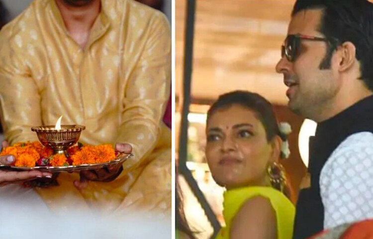 ঘিয়ে রঙের ফ্লোরাল পঞ্জাবি আর সাদা চাপকান পরিহিত গৌতমকে বেশ চোখে পড়ছিল। পুরোহিতের নির্দেশ মেনে অনুষ্ঠানের যাবতীয় আচার পালন করেছেন তিনি।