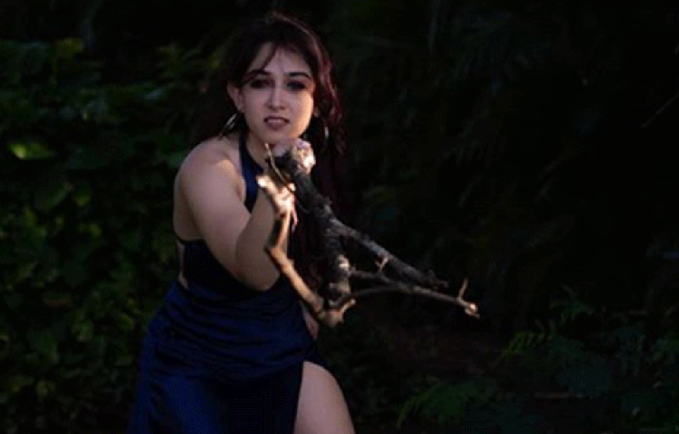 কোনোটায় আবার জঙ্গলে দাঁড়িয়ে। আর তারপরই একটা গাছের ডাল নিয়ে বন্দুকের মতো সেটা তাক করলেন ক্যামেরার দিকে। ঠিক যেন কারো আগমনের বার্তা পেয়ে বন্দুক তাক করেছেন।