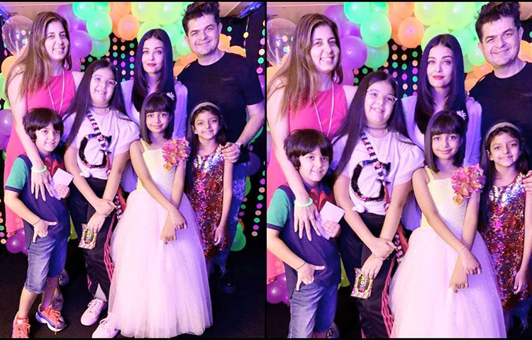 মেয়ে আরাধ্যার জন্মদিন উপস্থিত অতিথিদের সঙ্গে ঐশ্বর্য রাই বচ্চন।