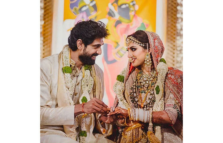 সাতপাকে বাঁধা পড়লেন বাহুবলী তারকা রানা দাগ্গুবাতি ও মিহিকা বাজাজ।