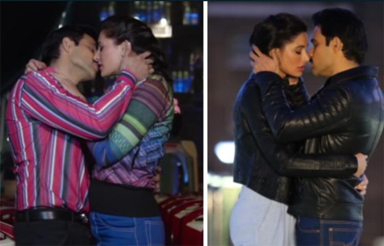 এরপর পরিচালক আরও বেশ কয়েকবার ‘কাট’ বলেন। তার পরও সহ অভিনেতাকে ছাড়েননি নায়িকা। বরং আরও বেশি জড়িয়ে ধরে তিনি তার দীর্ঘ চুম্বন জারি রাখেন। লজ্জায় লাল হয়ে উঠতে দেখা যায় ইমরানকে। ছবি: সংগৃহীত