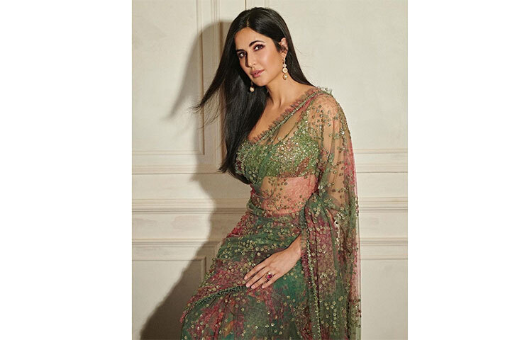 ক্যাটরিনার সবুজ সিফনের সাজ। ছবি: সংগৃহীত