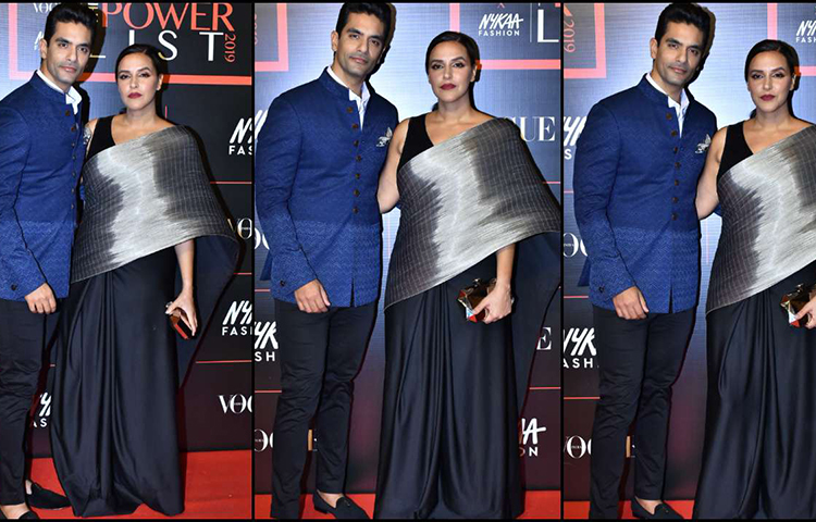 অভিজাত পোশাকে অঙ্গদ বেদী, নেহা ধুপিয়া।