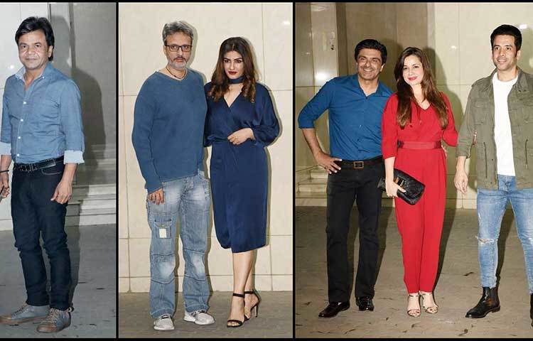 (বাঁদিকে থেকে) রাজপাল যাদব, স্বামী অনিল থাডানির সঙ্গে রবিনা ট্যন্ডন। সমীর সোনি, নীলম সোনির সঙ্গে তুষার কাপুর।