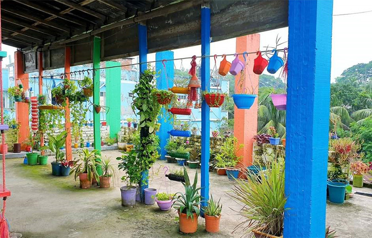 ছাদের তিনটি কক্ষের একটিতে বাহারি সেলফ দেশ-বিদেশের বিভিন্ন বইয়ে ঠাসা। দ্বিতীয় কক্ষে প্রবেশ করলে মনে হবে এটি পাঠাগার নয়, সংগ্রহশালাও বটে। ৩৭টি দেশের কাগজের মুদ্রার সংগ্রহশালা। সংগৃহীত আছে ৩৮ জেলার মাটি। খেলাধুলার উপকরণের জন্য আছে একটি তাক। হারিয়ে যাওয়া পুরোনো ঐতিহ্যের কিছু নির্দশন রাখা হয়েছে আকর্ষণীয় আরেকটি সেলফে। ছবি: মো. ছগির হোসেন