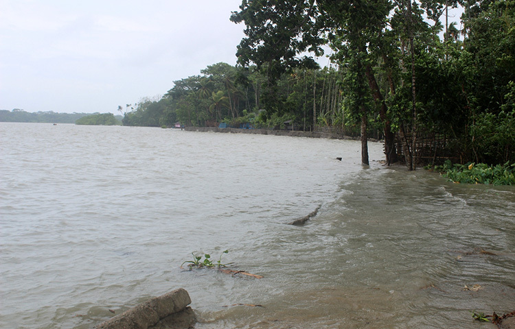 ঘূর্ণিঝড় ইয়াসের প্রভাবে বৃদ্ধি পেয়েছে উপকূলীয় জেলা পিরোজপুরের কঁচা, বলেশ্বর, সন্ধ্যা ও কালিগঙ্গাসহ সব নদীর পানি। ছবি: জাগো নিউজ