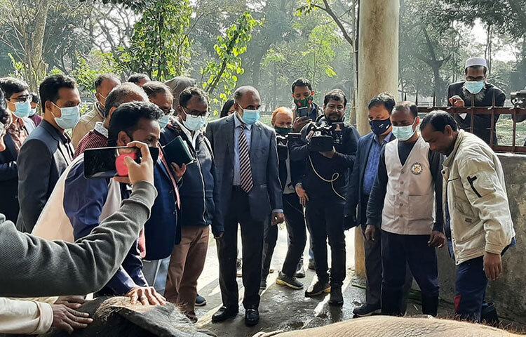 চিড়িয়াখানায় রক্ষিত প্রাণীগুলো কী কারণে মারা গেছে তা খতিয়ে দেখা হচ্ছে বলে জানিয়েছেন মৎস্য ও প্রাণিসম্পদ মন্ত্রী শ ম রেজাউল করিম। আজ সকালে মিরপুর জাতীয় চিড়িয়াখানা আকস্মিক পরিদর্শন শেষে সাংবাদিকদের তিনি এসব কথা বলেন। ছবি: জাগো নিউজ