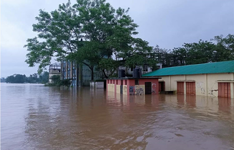 জানা গেছে, বৃহস্পতিবার বিকেলেও যেসব এলাকায় হাঁটু থেকে কোমরসমান পানি থাকলেও রাতের মধ্যে তা বেড়ে গলা সমান হয়ে গেছে। ফলে শুক্রবার সকালে অনেক মানুষকে ঘরের চালায় আশ্রয় নিতে হয়েছে। বৃষ্টি হওয়ায় সেখানেও তারা থাকতে পারছেন না। নৌকা না থাকায় আশ্রয়কেন্দ্রেও যেতে পারছেন না। ছবি: ছামির মাহমুদ