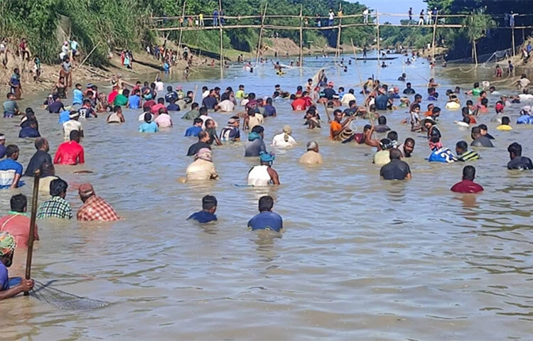 মৌলভীবাজারের জুড়ীতে ঐতিহ্যের পলোবাইচ অনুষ্ঠিত হয়েছে। আজ দুপুরে জুড়ী নদীর কন্টিনালা অংশে এ উৎসব অনুষ্ঠিত হয়। ছবি: আব্দুল আজিজ