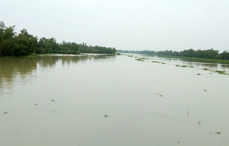 জামালপুরে গত ২৪ ঘণ্টায় বাহাদুরাবাদ ঘাট পয়েন্টে যমুনা নদীর পানি বিপৎসীমার ৫৯ সেন্টিমিটার ওপর দিয়ে প্রবাহিত হচ্ছে। ভারি বৃষ্টির কারণে পানি আরও বাড়ার আশঙ্কা রয়েছে। ছবি: জাগো নিউজ