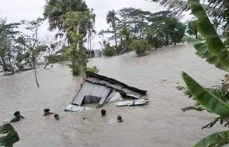 পানিতে ডুবে ছিলো জনপদ।