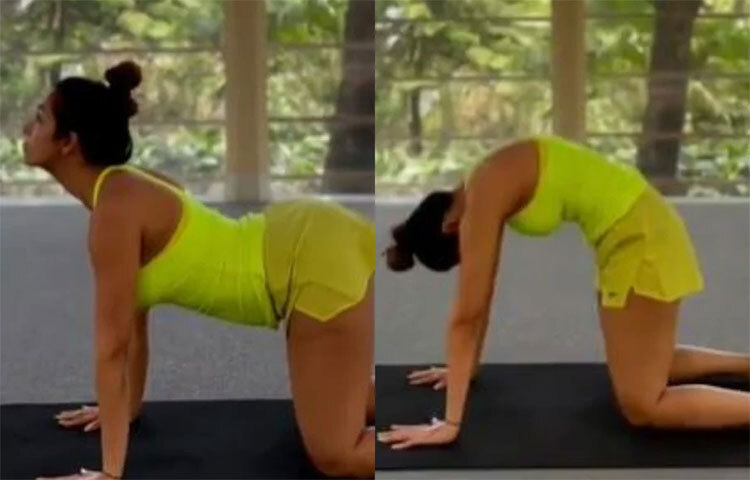 সকাল এবং বিকেল এই দুই বেলা নিয়মিত ব্যায়াম করেন মালাইকা। ছবি: সংগৃহীত