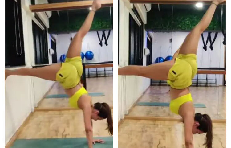 জিমে ব্যায়াম করছেন মালাইকা। ছবি: সংগৃহীত