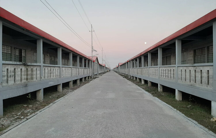 ভাসানচরে রোহিঙ্গাদের বসবাসের জন্য ঘর।
