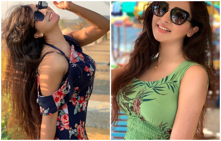 কালো চশমায় প্রভার মিষ্টি হাসি।