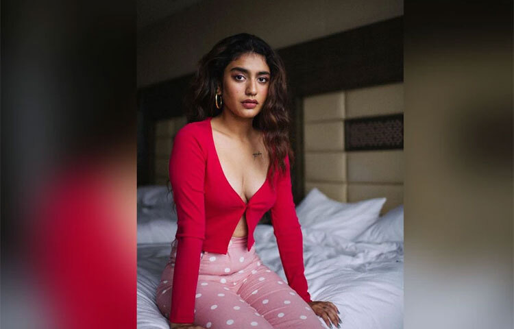 হালকা মেকআপে রয়েছেন প্রিয়া। লিপস্টিকও হালকা। এবং কানে সোনার দুল পরেছেন। ছবি: সংগৃহীত