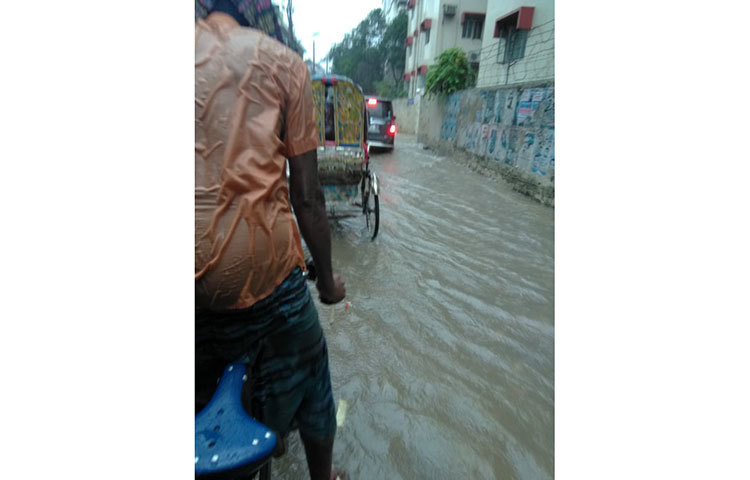 বৃষ্টি উপেক্ষা করে কাজে বের হয়েছেন এই বৃদ্ধ। ছবি: মাহবুব আলম