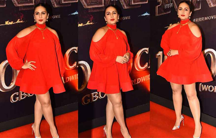 আমিরের মতো কম যান না হুমাও। রেড কার্পেটে ‘পোজ’ দেওয়ায় তিনিও যে যথেষ্ট পটু, তা আরও এক বার বোঝা গিয়েছে। ছবি: সংগৃহীত