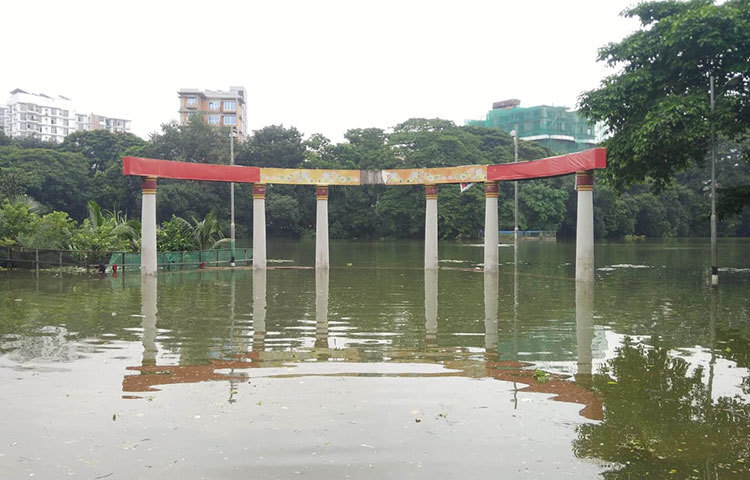 রবীন্দ্র সরোবর যেন নদী! ছবি: মাহবুব আলম