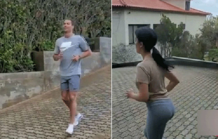 ফিটনেস ট্রেনিংয়ে রোনালদোর পার্টনার কখনো তার বান্ধবী জর্জিনা রদ্রিগেজ।