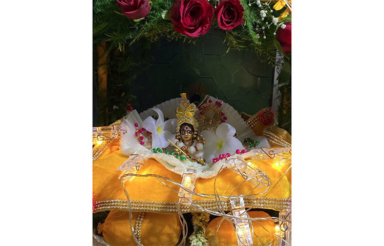 জন্মাষ্টমী উপলক্ষে নিজের বেলেঘাটার বাড়িতেই ছোট্ট আয়োজন করেছিলেন কৌশানি।