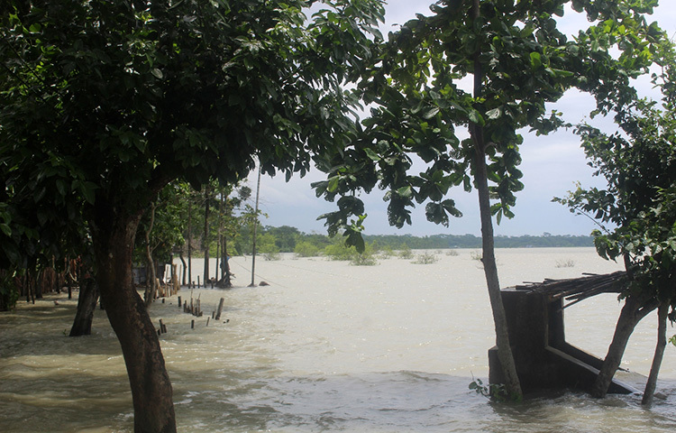 ঘূর্ণিঝড় আম্ফানের রেশ কাটতে না কাটতেই আবারও ঘূর্ণিঝড় ইয়াসের প্রভাবে বিস্তীর্ণ এলাকা প্লাবিত হওয়ায় শঙ্কায় দিন কাটছে উপকূলবাসীর। ছবি: শাফিউল মিল্লাত