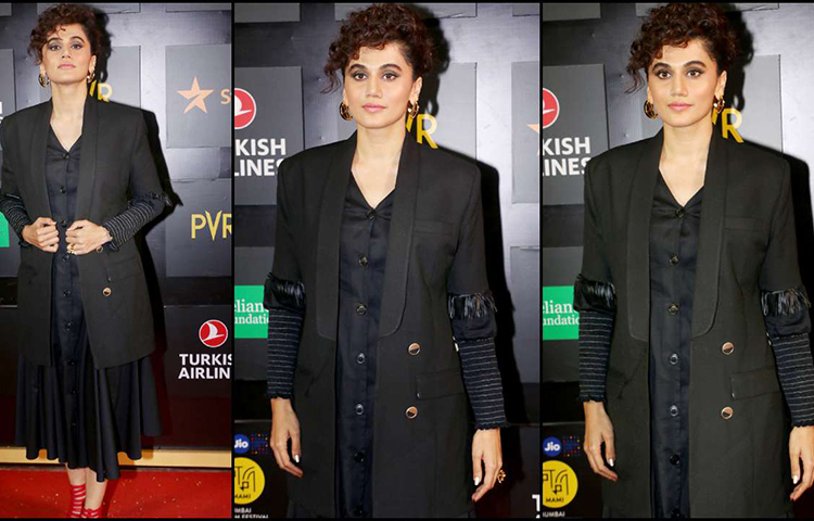 তাপসী পান্নুর কালো সাজ।