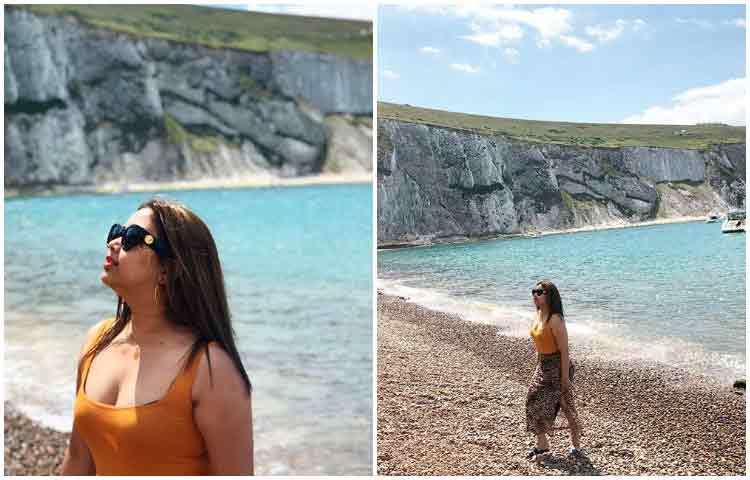 কালো চশমার পর্যটক ভাবনা।