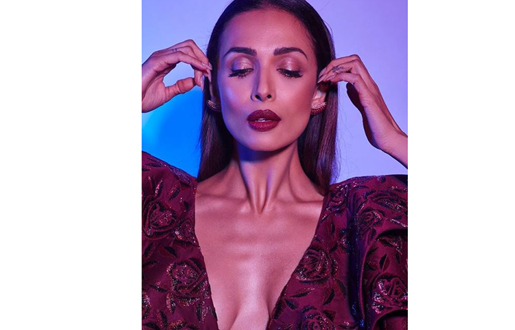 খয়েরি রঙের পোশাকে আইফার র‌্যাম্পে হাজির হয়ে যেন জলসে ওঠেন মালাইকা।