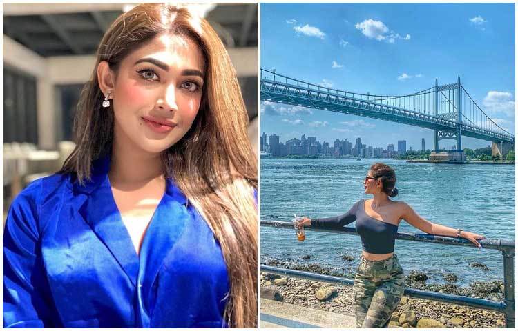 মডেলিংয়ের ফটোসেশনে ক্যামেরার সামনে পিয়া।