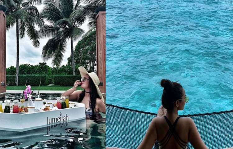 মালদ্বীপে গিয়ে কখনও বিকিনি পরে সৈকতে বসে থাকতে দেখা যায় সোনাক্ষীকে, আবার কখনও পুলে বসে খাওয়াদাওয়া করতে দেখা যায়, ওই ছবি সামনে আসার পরই তা ভাইরাল হয়ে যায়।