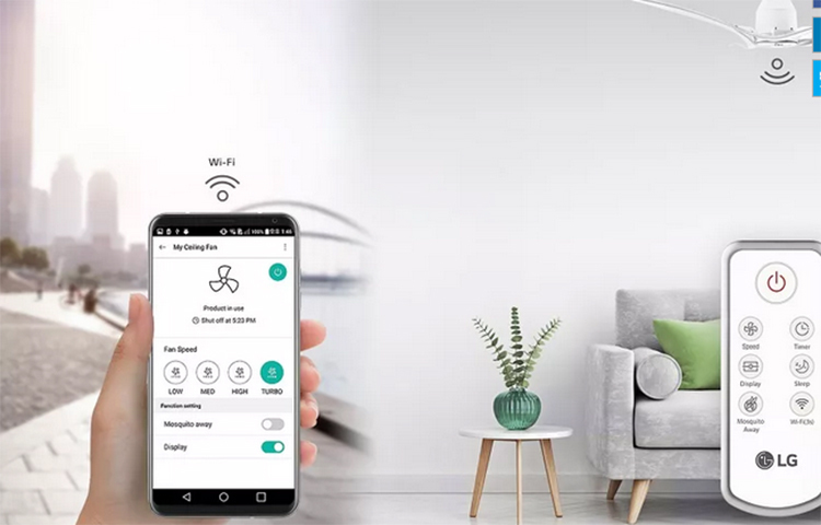 এই ফ্যানটি WiFi-এর সঙ্গে আসে, তাই এটি অ্যামাজন অ্যালেক্সা আর গুগল অ্যাসিস্ট্যান্ট-কেও সাপোর্ট করে। এই ফ্যানে রয়েছে LG SmartThinQ অ্যাপ। এই অ্যাপের সাহায্যে ব্যবহারকারীরা খুব সহজেই নিজেদের স্মার্টফোন বা ট্যাবলেট থেকে এই ফ্যানটিকে কন্ট্রোল করতে পারবেন।
