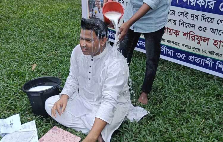 সরকারি চাকরিতে প্রবেশের বয়সসীমা ৩২ মেনে নিয়ে ১২ বছর ধরে চলা আন্দোলনের কমিটি বিলুপ্ত ঘোষণা করেছেন ৩৫ আন্দোলনের আহ্বায়ক শরিফুল হাসান শুভ। ছবি: হাসান আলী