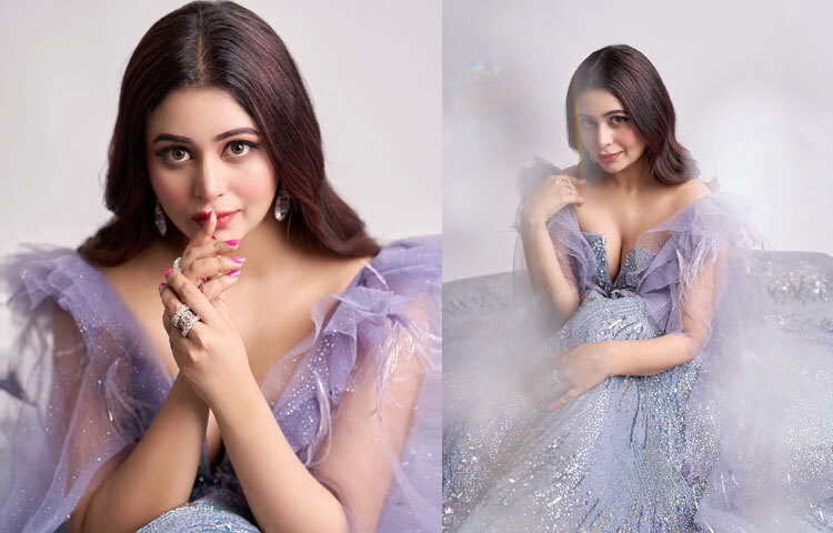 নেটের ঝলমলে গাউনে আবেদন ছড়াচ্ছেন লাস্যময়ী এই নায়িকা।