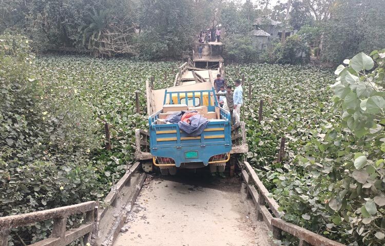 পটুয়াখালীর কলাপাড়ায় মালবাহী ট্রাকসহ খালে ধসে পড়ে সাধুর ব্রিজ। আজ সকালে লতাচাপলী ইউনিয়নের পৌরঘোজা এলাকায় এ ঘটনা ঘটে। এতে ভোগান্তিতে পড়েছে ব্রিজের দুপাশে ছয়-সাত গ্রামের মানুষ।