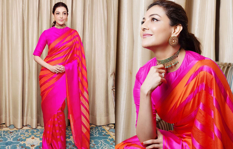 গোলাপি শাড়ি, মানানসই গহনা আর হালকা সাজে দারুণ লাগছে তাকে।