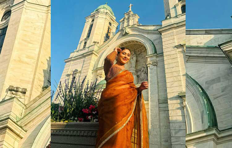 বেশ হাস্যোজ্জ্বল মুখেই ক্যামেরায় পোজও দিয়েছেন মেহজাবীন। ছবি: ফেসবুক থেকে