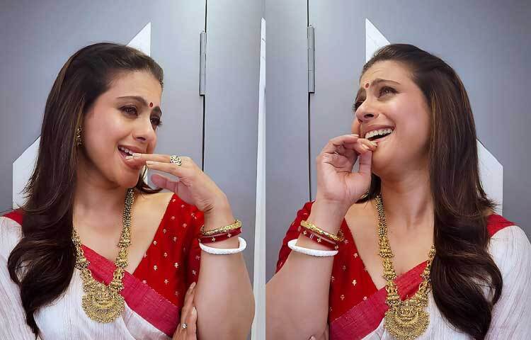 লাল পাড়ের সাদা শাড়িতে বাঙালি সাজে হাস্যোজ্জ্বল অভিনেত্রী। ছবি: ইনস্টাগ্রাম