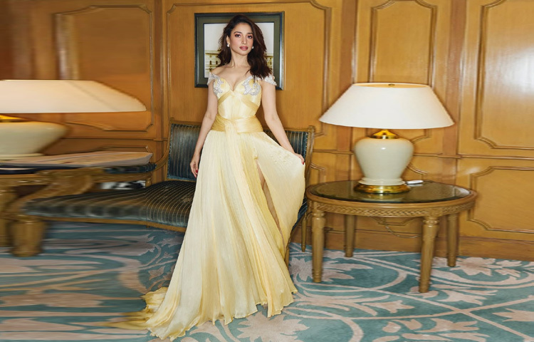 গয়নার ক্ষেত্রে তামান্নার ছিল আত্মবিশ্বাসী সংযম। শুধু একজোড়া স্টেটমেন্ট দুলেই নিজেকে প্রকাশ করেছেন পূর্ণমাত্রায়। কোনো বাড়াবাড়ি নয়, বরং সূক্ষ্মতার মধ্য দিয়েই ফুটিয়ে তুলেছেন নিজের আভিজাত্য।