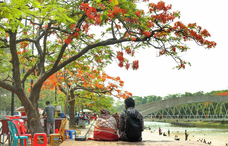 ক্লান্ত বাতাসে কৃষ্ণচূড়ার গন্ধও যেন হালকা সান্ত্বনা নিয়ে আসে বলতে চায়, ‘তাপের শেষেই আছে এক প্রশান্তির আহ্বান।’