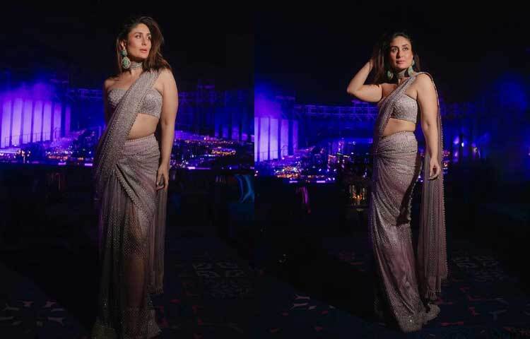 ডিজাইনার শাড়িতে লাস্যময়ী নায়িকা।