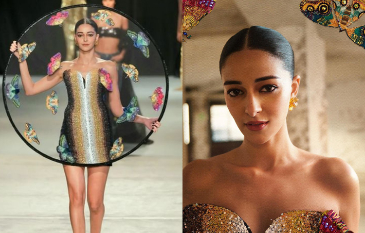 ডিজাইনার রাহুল মিশ্রার হয়ে শো-স্টপার হয়েছিলেন এই বলি ডিভা। নাটকীয় ‘সুপারহিরো’ আউটফিটে র‌্যাম্পে একেবারে চমকে যাওয়া লুকে ধরা দিয়েছিলেন অনন্যা। ছবি: অনন্যা পান্ডের ফেসবুক আইডি থেকে