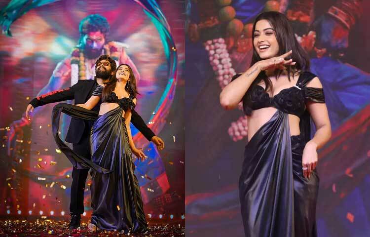 পুষ্পা-২ সিনেমার প্রচারণায় কালো রঙের নজরকাড়া ফিউশন শাড়িতে নজর কেড়েছেন নায়িকা। এসময় তার সঙ্গে ছিলেন সুপারস্টার আল্লু অর্জুন।