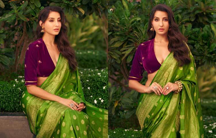 তবে মাঝে মাঝে একেবারে দেশি পোশাকের স্নিগ্ধ সাজে ধরা দেন লাস্যময়ী এই অভিনেত্রী।