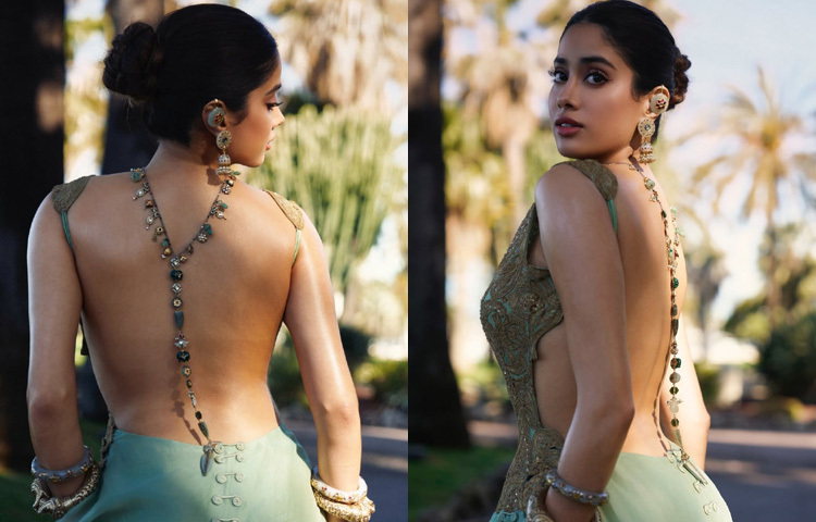 গাউনের টিস্যু কাপড় হাতে বোনা, আর এর ব্যাকলেস কাট ও ঝরনা-ছোঁয়া ট্রেইন ছিল একেবারেই নজরকাড়া।