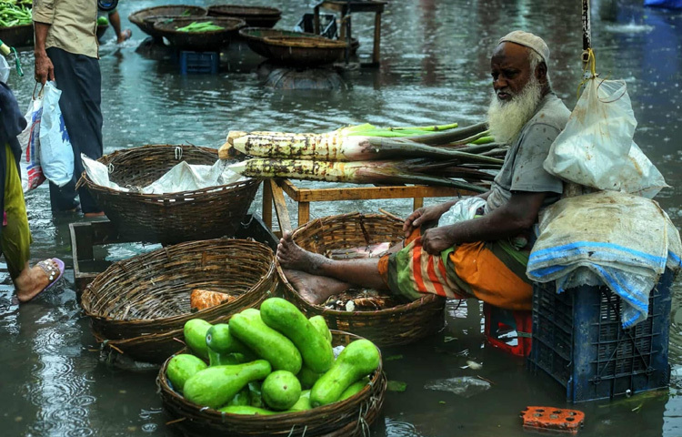 বাজারের এক প্রবীণ সবজি বিক্রেতা আফজাল হোসেন বলেন, ‘বৃষ্টির দিনে সবজির চাহিদা কমে যায়। মানুষ কম আসে, আবার যারা আসে তারা দাম কম চায়। সকাল থেকে ভেজা শরীরে বসে থাকি, বিক্রিও হয় না ঠিকমতো। বাধ্য হয়ে যে দামে কিনেছি, সেই দামেই বিক্রি করছি। তাতেও লোকসান।’