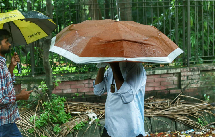 আবহাওয়া অধিদপ্তরের তথ্য অনুযায়ী, মৌসুমি বায়ুর প্রভাবে আজ সারাদিন ঢাকাসহ দেশের বিভিন্ন স্থানে হালকা থেকে মাঝারি ধরনের বৃষ্টি হতে পারে। কোথাও কোথাও বজ্রসহ বৃষ্টির সম্ভাবনাও রয়েছে। তবে এই বৃষ্টি আগামী ২৪ ঘণ্টা থেমে থেমেই চলবে বলে জানিয়েছে সংস্থাটি।