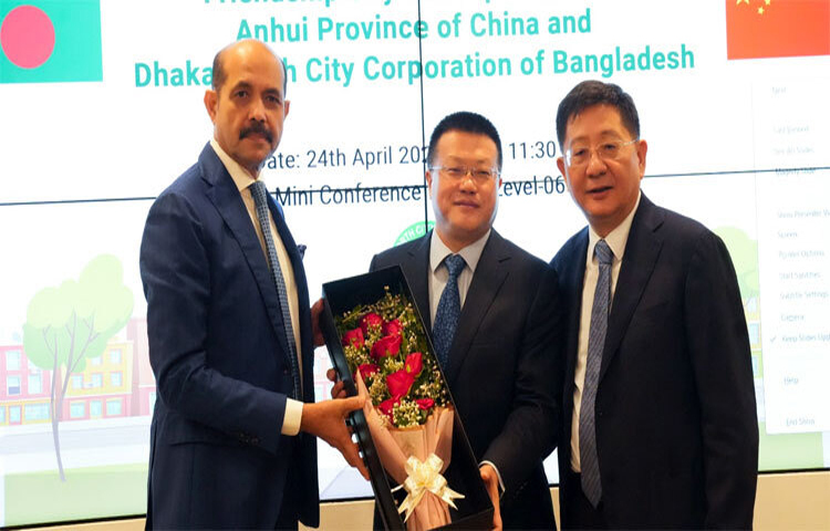 ঢাকা উত্তর সিটি করপোরেশন (ডিএনসিসি) এবং চীনের আনহুই প্রদেশের মধ্যে সমঝোতা স্মারক সই হয়েছে। ছবি: জাগো নিউজ