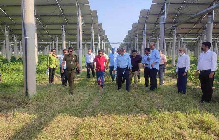 প্রকল্পের পাশেই নির্মিত হচ্ছে ৬৮ মেগাওয়াট ক্ষমতার সৌর বিদ্যুৎকেন্দ্র। সূর্যের আলোয় বিদ্যুৎ উৎপাদনের পাশাপাশি এখানে হাঁস, মাছ ও সবজি চাষের পরিকল্পনা নেওয়া হয়েছে। ছবি: এম এ মালেক